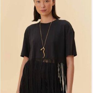 FARMRio Black relaxed fringe t-shirt